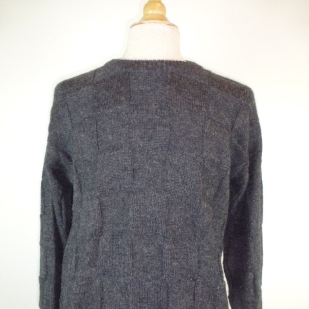 Falke 100% Alpaca block knit textured crewneck charcoal black sweater L i48